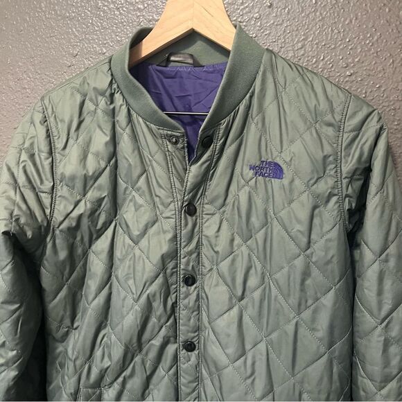 The North Face Women’s Snap Front Quilted Jacket Small Army Green - Picture 2 of 13